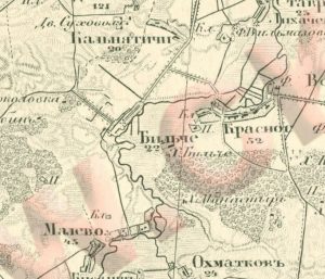 Село Більче з околицями, мапа 1873 року.